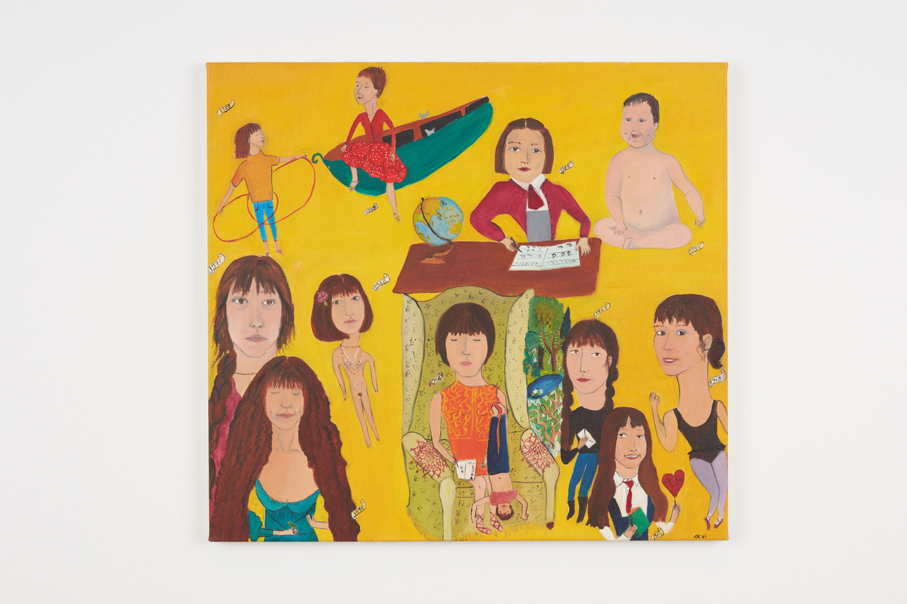 Cecilia Vicuña, Autobiografía (Autobiography), 1971. Oil on canvas, 23 1/2 × 25 1/4 in. (59.7 × 64.1 cm). Collection Museum of Contemporary Art San Diego, Museum purchase, Elizabeth W. Russell Foundation Fund, 2019. Photo: Matthew Herrmann, courtesy the artist and Lehmann Maupin, New York, Hong Kong, Seoul, and London. © Cecilia Vicuña
