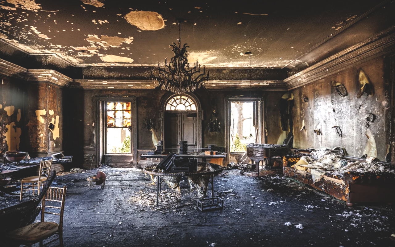 This photo released by the Commonwealth of Pennsylvania shows damage to the Pennsylvania Governor's Residence in Harrisburg, Pennsylvania, after a fire on Sunday. Commonwealth Media Services